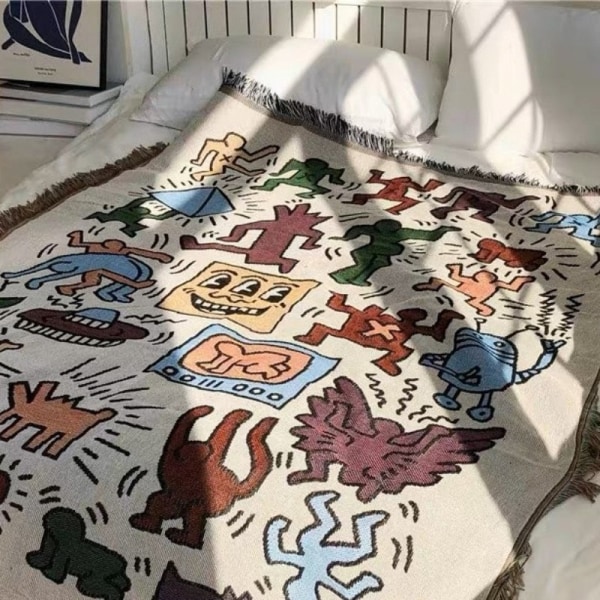 2023 Graffiti Utomhusfilt Sofföverdrag Camping Toffsar Mattor Dekoration för Hem Dammskydd Luftkonditioneringsfiltar för Säng Graffiti 180x180cm