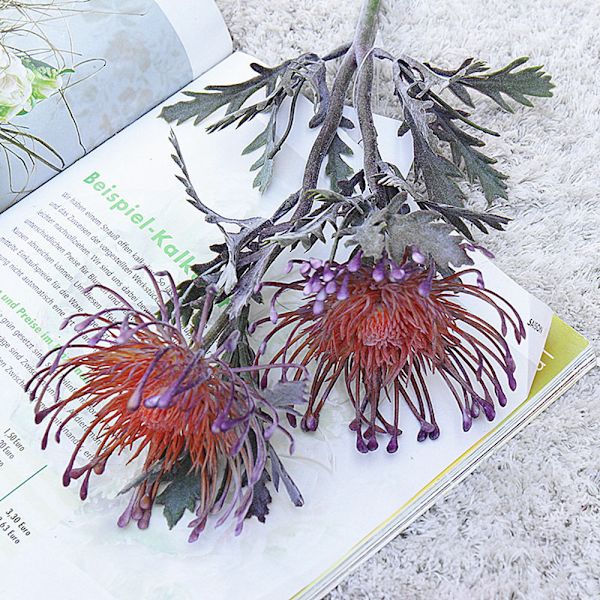 Kunstige Blomster Kort Gren Krabbeklo 2 Gaffel Nålepude Juleguirlande Vase til Hjem Bryllupsdekoration Falsk Plantning plum