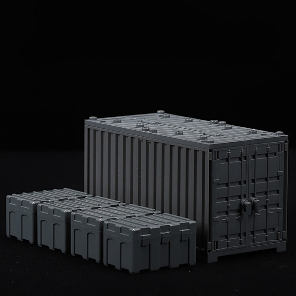 MOC Militär Container Byggklossar Låda för Pojkar WW2 Krigsbas Tekniska Byggklossar Kreativa DIY Juguete Bloques Brinquedos 2weaponbox-green