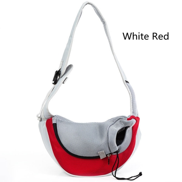 Husdjursvalp Bärväska S/L Utomhus Rese Hund Axelväska Mesh Oxford Enkel Sling Handväska Komfort Tote Väska Andningsbar Kattväska White Red S