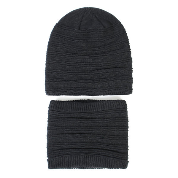 Hatt- och halsduksset för män och kvinnor, höst och vinter, nytt utomhus, köldtåligt, varmt med sammetstickad hatt och halsduk, 2-delat set Army Green