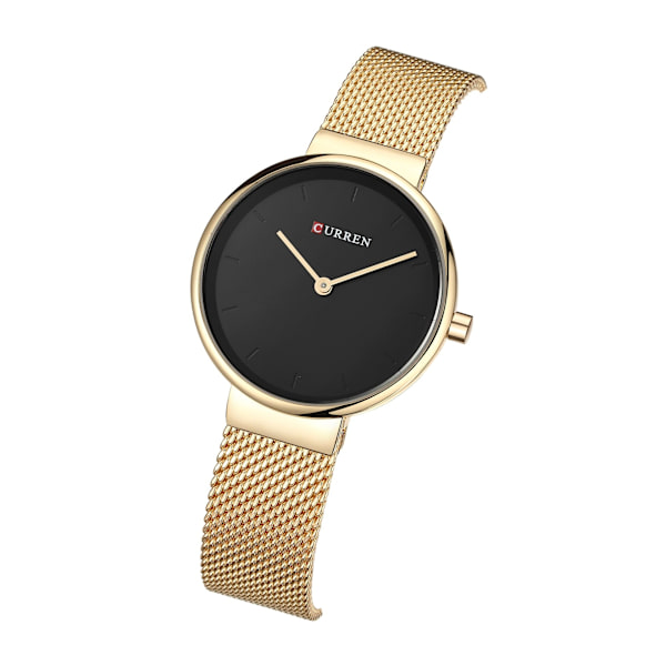 Damklocka Vattentät Stålarmband Kvarts Klocka Mode Damklockor Gold shell White