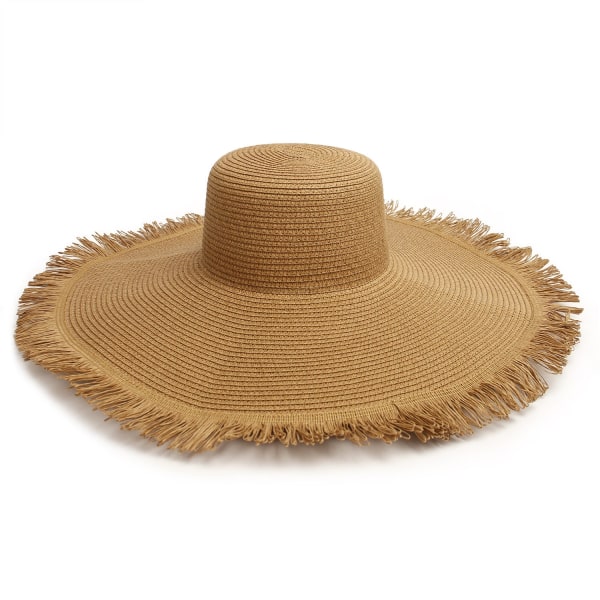 Sommar Utomhus Stor Brätte Strand Utomhus Solhatt Dam Vävda Brätte Halmhatt #1 White Average size