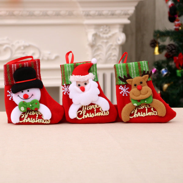 Joulukoristeet Joulupukki Pienet Sukat Joulukuusen Koriste Joulusukat Lahjakassi Joulukassi Letter brand socks (Snowman style)