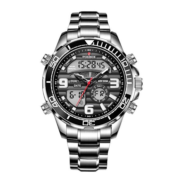 Digitale Herreure Top Luksus Sport Quartz Armbåndsur Til Mænd Alt Stål Militær Vandtæt Ur+Æske Black