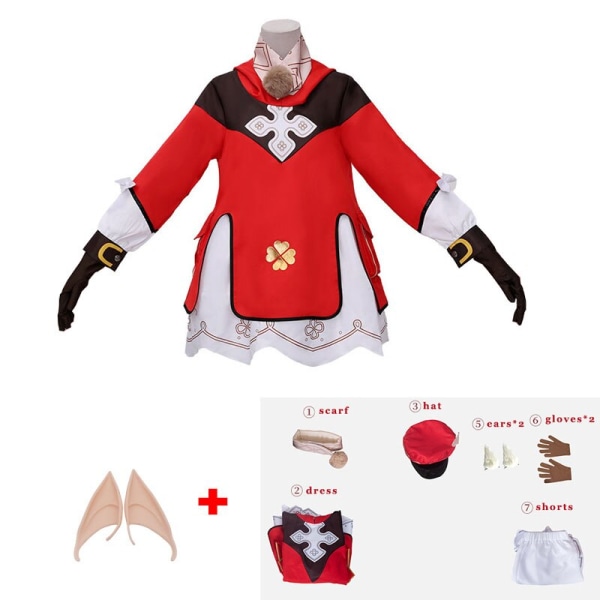 Genshin Impact Cosplay Klee Cosplay Kostym Ryggsäck Peruker Skor Loli Festoutfit Uniform Jul Halloween Kostym Karneval 3 XXL