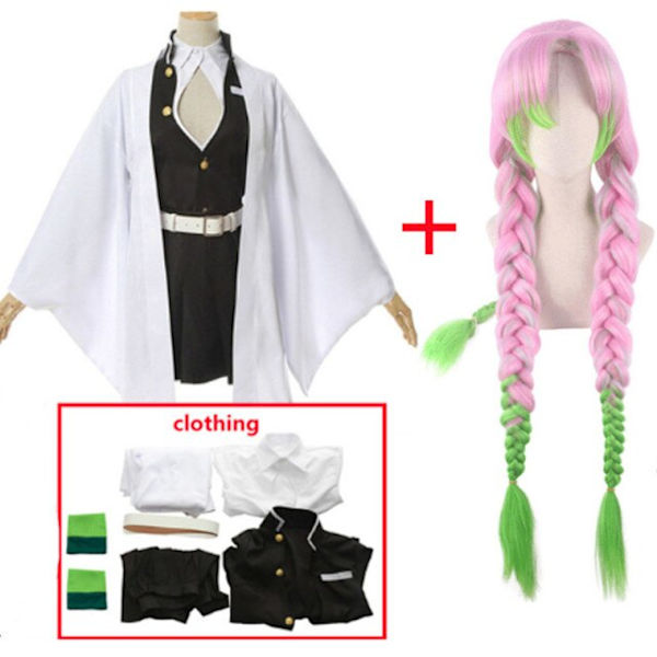 Aikuisten lasten Demon Slayer Kimetsu No Yaiba Anime Kimono Kanroji Mitsuri Cosplay -asu Kisatsutai Seksikkäät naisten Halloween-vaatteet Full Set 4 L