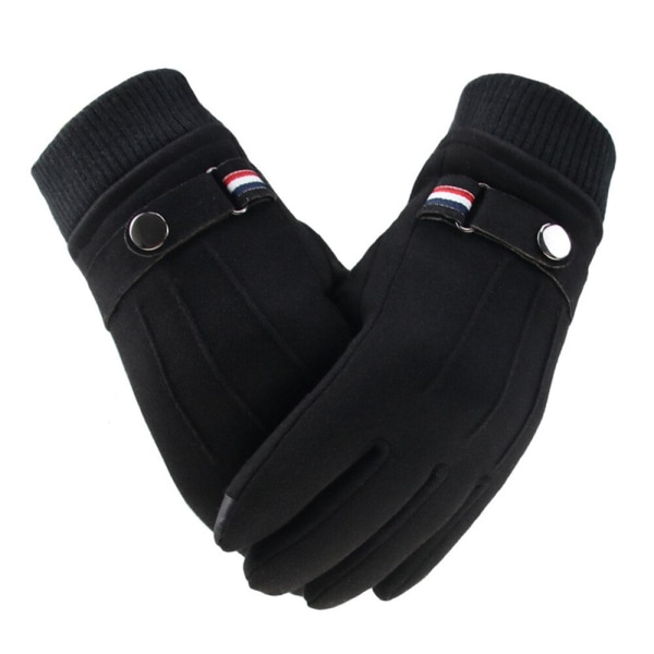Vinterhandskar för män Touch Screen Mocka Varma Delade Fingerhandskar Utomhus Cykling Förtjockad Spänne Manliga Körhandskar Vindtäta Vantar Brown Single Size