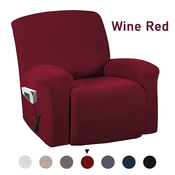 Överdrag Fåtölj Tvättbart Stretch Sofföverdrag Med Ficka Halkfritt Möbelskydd Armstödsfåtölj Wine Red