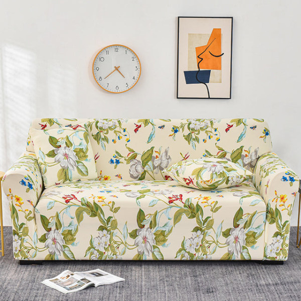 Blommigt printed överdrag Stretch pläda sofföverdrag för vardagsrum Elastisk soffa Cover Soffa Handduk Heminredning 1/2/3/4-sits Pattern 19 2-seater 145-185cm