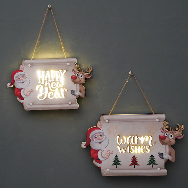 Juldekoration Dörrskylt LED-ljus Fest Samling Nyår Helg Rekvisita Väggdekorationer SD-02B small Happy new year