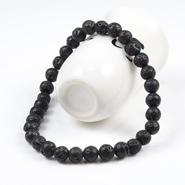 Natursten 6/8/10mm Pärlor Tigeröga Armband Klassiskt Herr Dam Buddha Svart Lava Armband Minimalistisk Yoga Meditationssmycken 10mm Lava