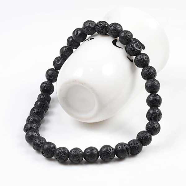 Natursten 6/8/10mm Pärlor Tigeröga Armband Klassiskt Herr Dam Buddha Svart Lava Armband Minimalistisk Yoga Meditationssmycken 6mm Lava