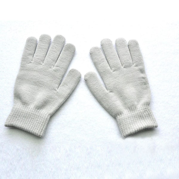 1 Par Stickade Ullhandskar för Par Vinter Enfärgad Hel Finger Vantar Handvärmare Herr Dam Handskar Tjockare Cykelhandskar White One Size