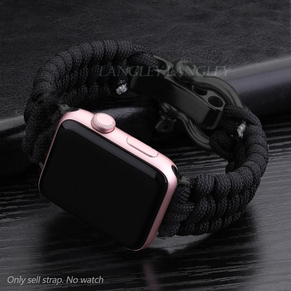 Klockarmband för Apple Watch iWatch 42/44/45mm Storlek M Svart
