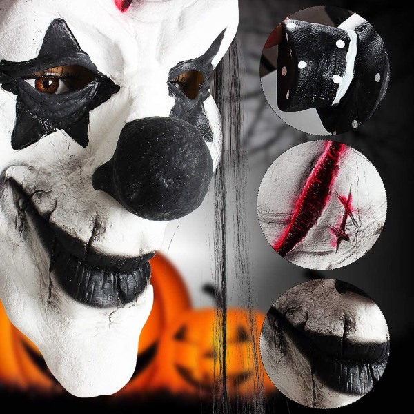 Halloween Clown Mask Realistisk Latex med dubbelt ansikte Skräckspöke Skrämmande roliga masker Rekvisita för Cosplay Maskerad Festdekoration masks Demon clown