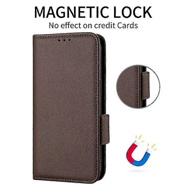 Kompatibelt för TCL 501 T433D Läderfodral Plånboksställ Litchi Textur Telefonskal Grossist Brown