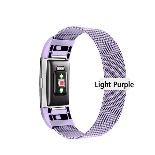 Magnetisk Milanese Loop Band i rostfritt stål för Fitbit Charge 2 band Ersättningsarmbandsrem för Fitbit Charge 3 4 Watchband Light Purple L--225mm--Charge 2