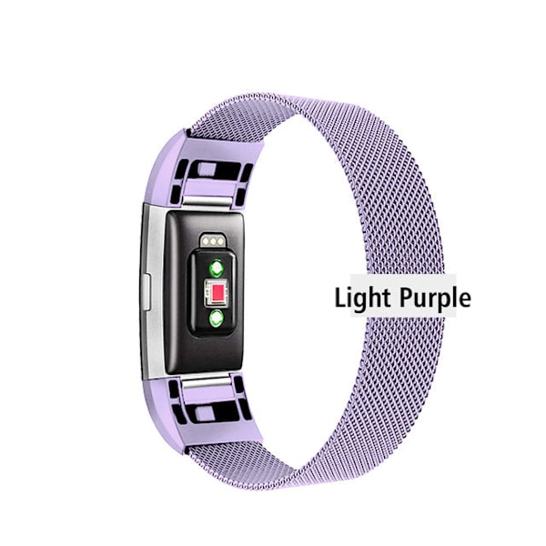 Rustfrit stål magnetisk Milanese Loop-rem til Fitbit Charge 2-rem Udskiftningsarmbånd til Fitbit Charge 3 4 urrem Light Purple L--210mm--Charge 3