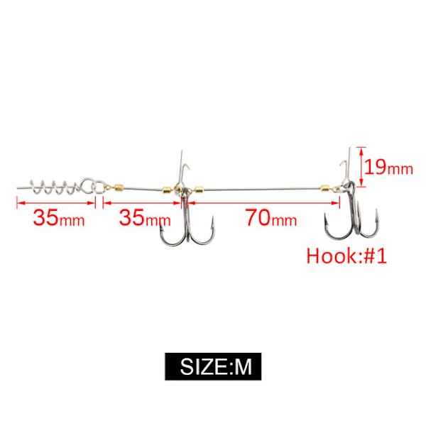 Fishhook Fiskeskruv Rig Dubbla VMC Fiskekrokar Med Gäddcentrumstift Shad Belly Stingers För Grundvattensriggning, 1 st Per Förpackning Size M