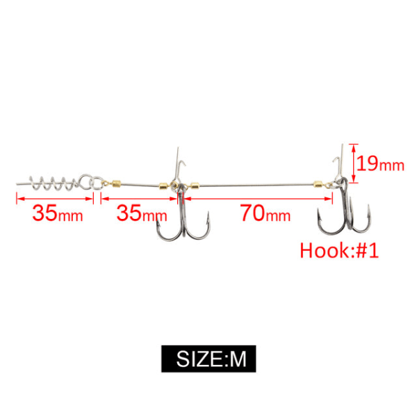 Fiskekrok Skrue Rig Dobbel VMC Fiskekroker Med Gjedde Center Pin Shad Magebrodd For Grunt Fiske, 1 Stk Per Pakke Size M