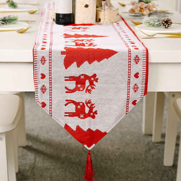 Nya juldekorationer Stickat tyg Bordslöpare Kreativ julbordsduk Matbordsdekoration Klä upp hem Knitted fabric table runner elderly