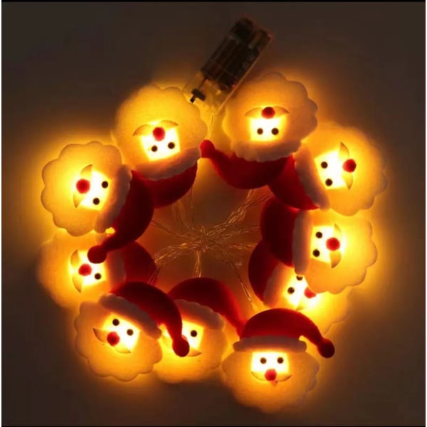 Jouluinen pehmolelu Muppet Lumiukko Valoketju Led Joulupukki Pää Hirvi Juhlapyhien Koristelamppu Luova Pieni Värillinen Valo Santa Claus head 2 M 10 lights-battery box always on
