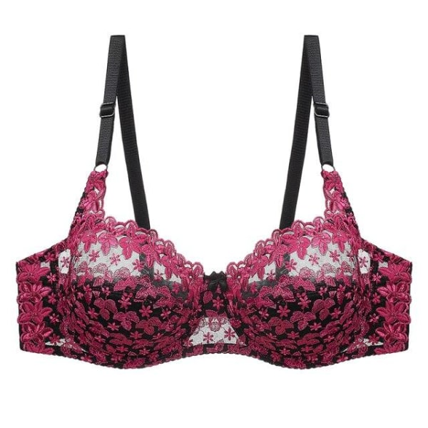 Kvinnor Spetsbroderi Sexig Transparent Kvinnor Underkläder BH Plus Size BH BH Bralette Färg Patchwork BH Red 100D