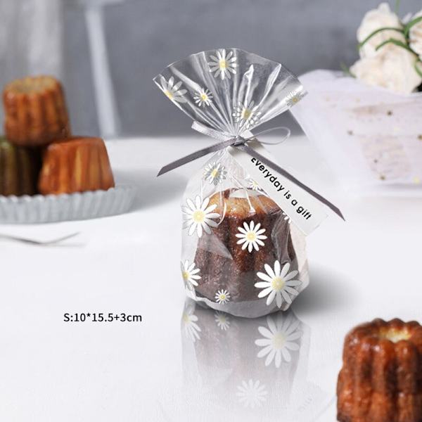 50/100 stk. Gennemsigtige emballageposer Blomsterprintet Cookie Snack Æble Chokolade Slik Opbevaringspose til julefest Gavepose 100pcs 10x15.5cm 9x15cm