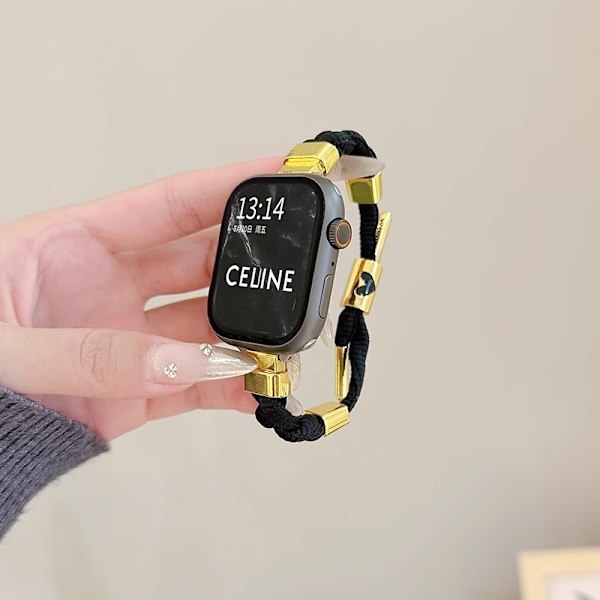 Urrem til Apple Watch iWatch til SE/4/5/6 44mm rem sort guld
