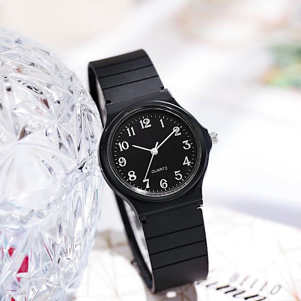 Studentklokke Pointer Barneklokke Dameklokke Quartzklokke Black Watch with white surface