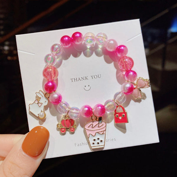 Børne Perle Tegneserie Armbånd Sødt Gradient Farve Armbånd Pige Baby Dekoration Perlearmbånd Armbåndstilbehør 1# pink ice cream