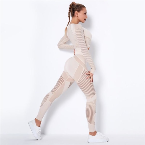 Set tvådelad bh-leggings fitness för kvinnor Khaki L