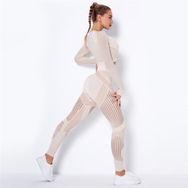 Set tvådelad bh-leggings fitness för kvinnor Light Gray XS