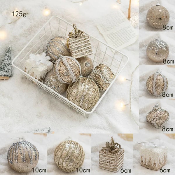 Julgranskula Målad Kula Gyllene Silver Champagne Glitter Stjärnor Julgran Hängande Fönsterdekoration Små Gåvor Leksaker Champagne  2pcs
