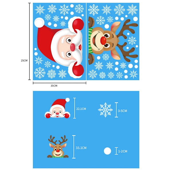 Jul Glasdekaler Heminredning Ornament Jul Snöflinga Jultomte Dörr Butiksfönster Dekal Nyår Juldekoration 30