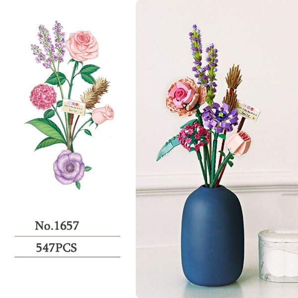 MOC 393 Delar Odödlig Blomma Krukväxter Ornament Suckulenter Modell Byggklossar Tegelstenar DIY MOC Monteringsleksaker För Flickor Present 393pcs without box