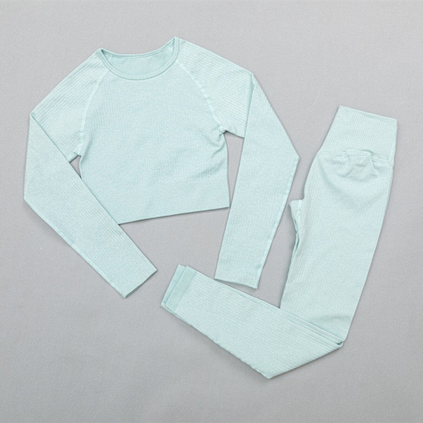 Yoga Dress Trenings Yoga Sett Treningsklær Leggings BH For Kvinner top pants blue M