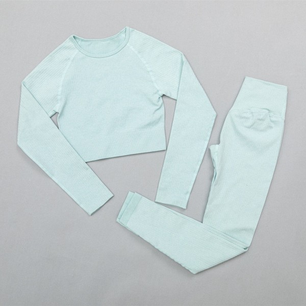 Yoga Sæt Fitness Yoga Sæt Træningstøj Leggings BH Til Kvinder top pants blue L