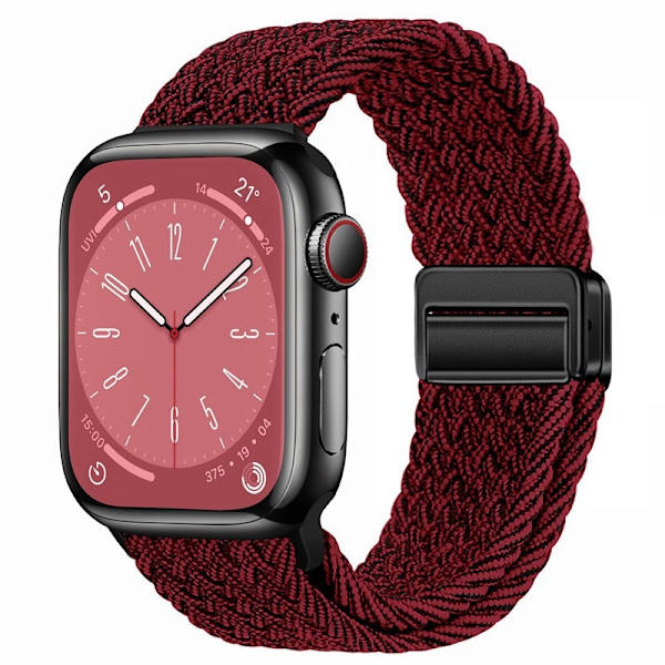 Kellon ranneke Apple Watch iWatch S1-S9:38/40/41/S10:42MM metallinen sisäinen magneettisolki musta ja punainen