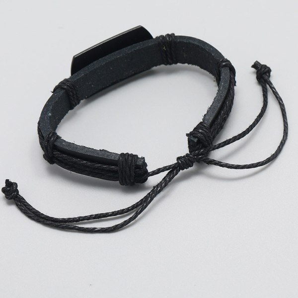 Europeiska och amerikanska Punk Läderarmband för män Svart Wolf Head Armband Flerlagers flätat armband Läderrep för pojkvän Default Title