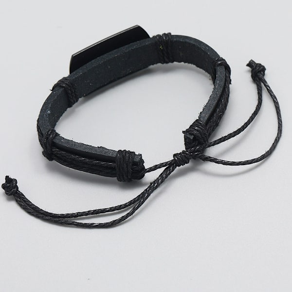 Europeiskt och amerikanskt punk läderarmband för män Svart varg huvud armband Multi-lager flätat armband läderrep för pojkvän Default Title