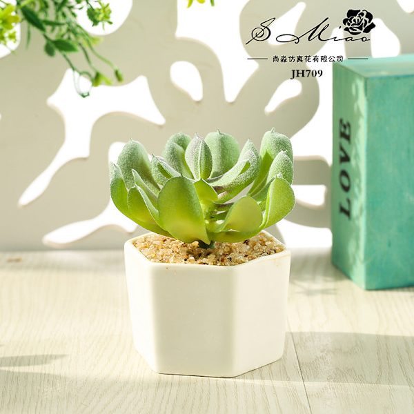 Konstgjord Suckulent Växt Bonsai (Kruka Ingår) Konstgjord Blomma Kreativ Dekoration Konstgjord Växt Small smiling Lotus flocking Red