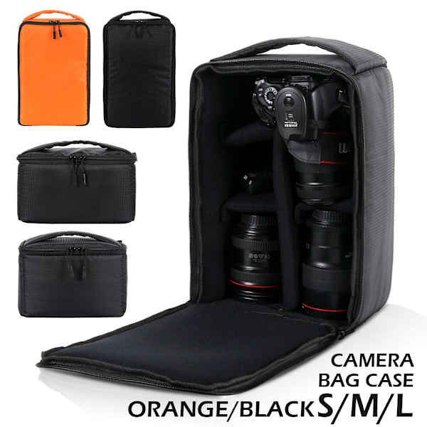DSLR Kameraväska med avdelare Multifunktionell Vattentät Utomhus Video Digital Bär Foto Väska Fodral för Kamera Nikon Canon DSLR China orange L 34x22x17cm