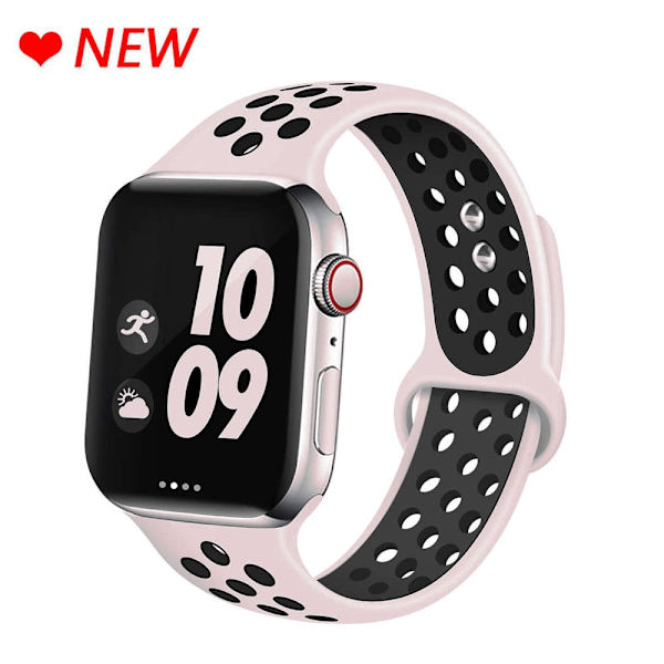 Silikoniranneke Apple Watch -rannekkeelle 44mm 40mm 38mm 42mm Hengittävä urheiluranneke iWatch serie 5 4 3 2 SE 6 -kellon ranneke Antique white black 38MM or 40MM-S M