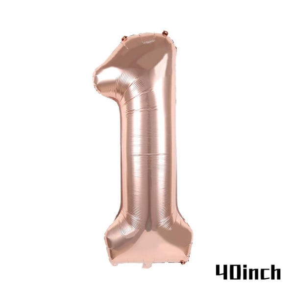 Rose Gold Party Engangsservice Tallerken Nummer Ballon Pige Fødselsdagsfest Bryllupsdekoration Voksen Fejring Baby Shower Dekoration 2pcs