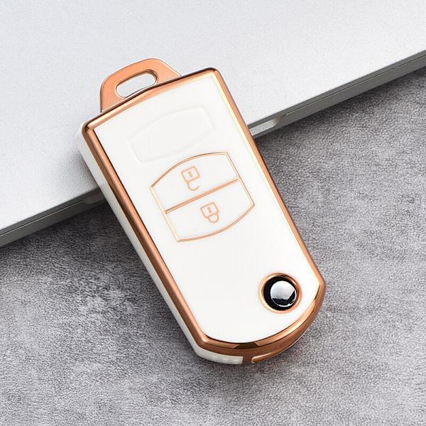 2 3 Knapper Blød TPU Flip Bil Nøgle Etui Cover Til Mazda 3 2 6 2003 2004 2005 2006 2007 2008 2009 2010 2011 2012 2013 Bilholder A grey shell