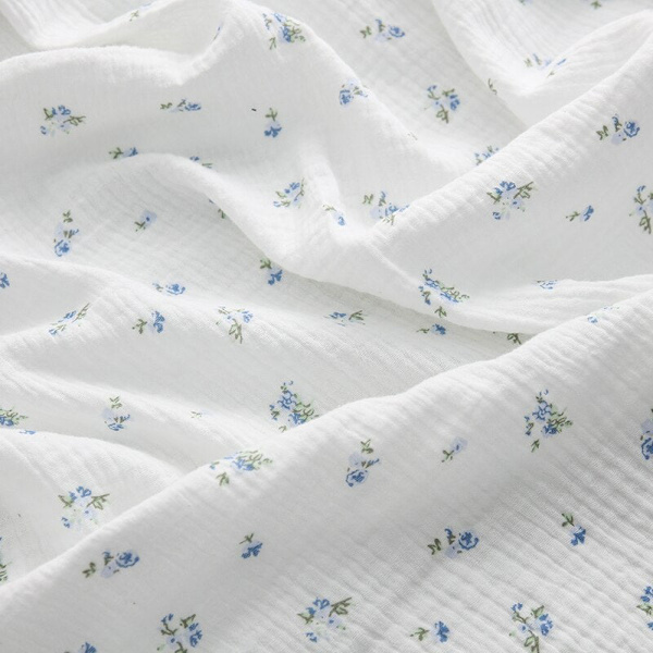 Enfärgad Krepp Dubbellagers Bomullsgarn Tyg, För Att Göra Mjuka Pyjamas Kläder Tyg DIY Klädtyg 1 135x50cm