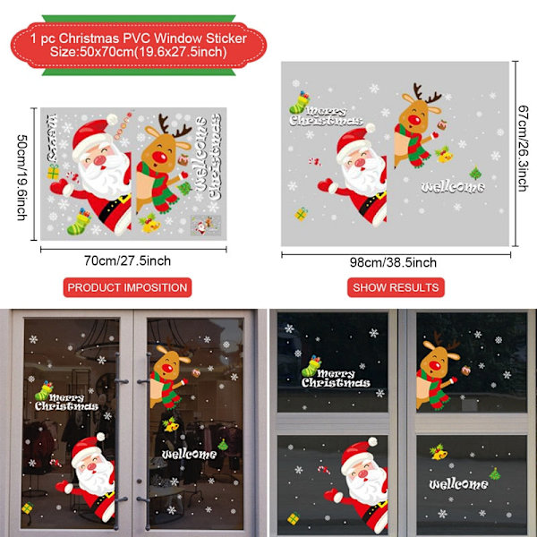 Jul Vägg Fönster Stickers God Jul Dekoration För Hem Julpynt Xmas Navidad Gåva Nyår 17