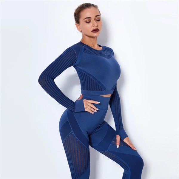 Yoga Set Tvådelad BH Leggings Träningsset för Kvinnor Khaki M